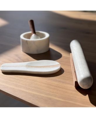 Marble and Wood Spoon Rest