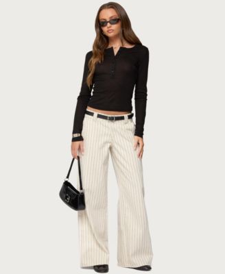 Womens Cory Striped Low Rise Jeans