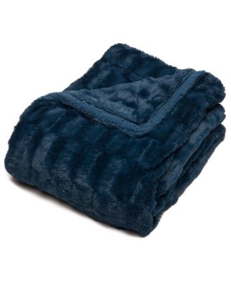 Premium Fuzzy Faux Fur Microfiber Polyester Reversible Throw Blanket, Throw