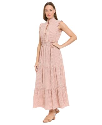 Women's Striped Tiered Ruffle-Trim Maxi Dress