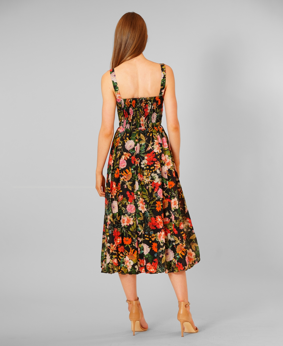 julia jordan Women's Square Neck Floral Midi Dress