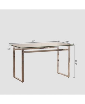 Streamdale 51" Modern Minimalist Glass Dining Table for 4-6 with Tempered Glass & Chrome Legs