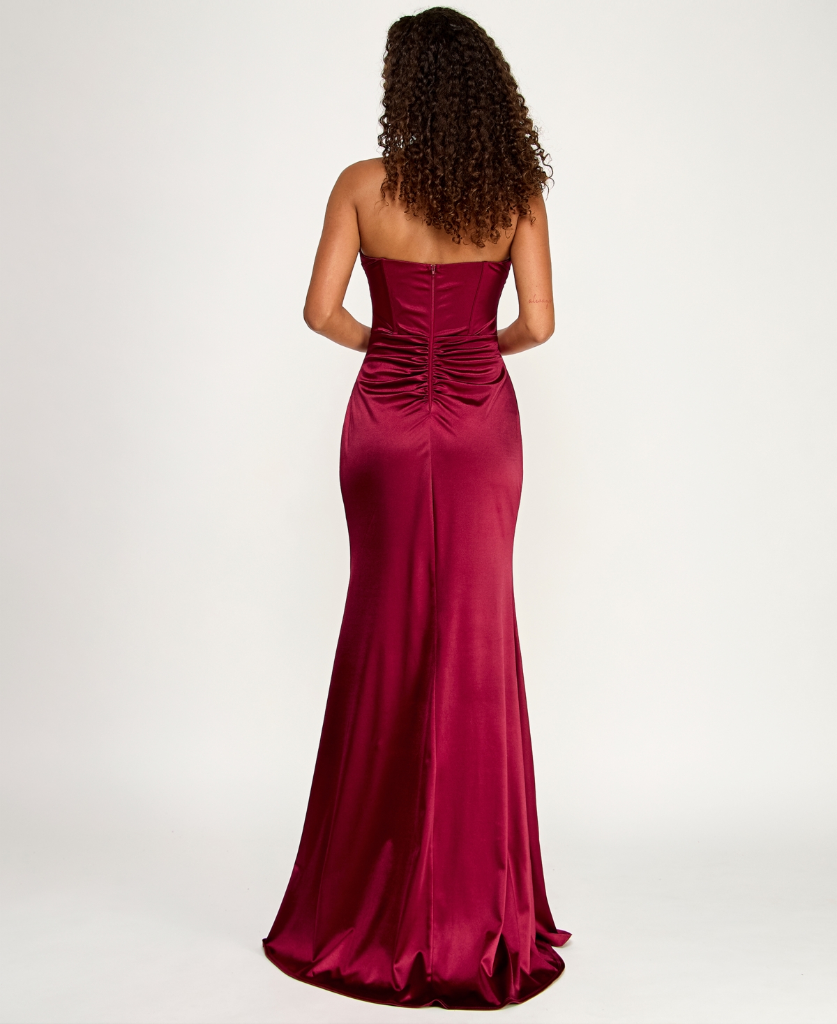 Emerald Sundae Juniors' Strapless Crisscross Corset Gown