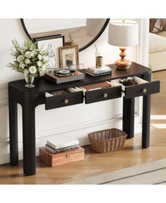Streamdale Rustic Console Table with Curved Corners, 3 Drawers