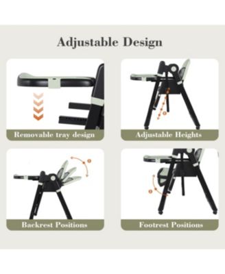 Convertible Baby High Chair to Rocker with 5-Point Harness (Dark Green