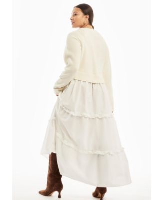 Women's Tiered Mixed-Media Maxi Dress