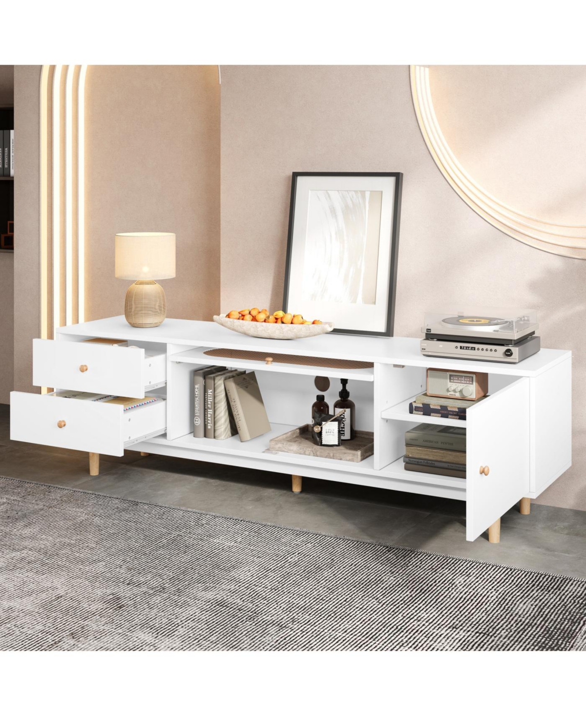 Streamdale Furniture Streamdale 70" Tv Stand for TVs up to 80", Minimalist Console Table with Drawers