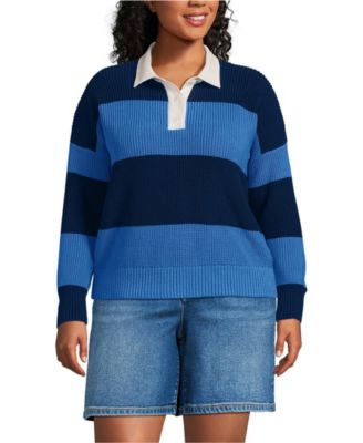 Plus Size Drifter Rugby with Woven Collar Sweater