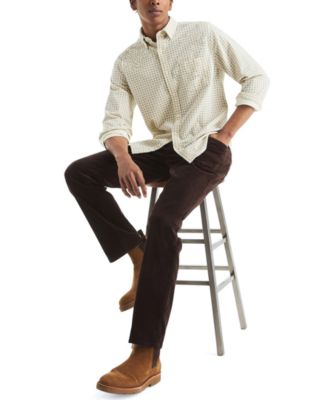 Men's Straight-Collar Corduroy Print Shirt