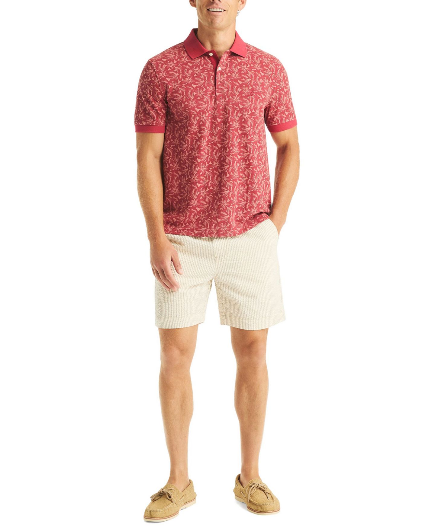 Мужское поло Nautica Classic-Fit Printed Polo Shirt, цвет: Океанский гранатовый — фото 4