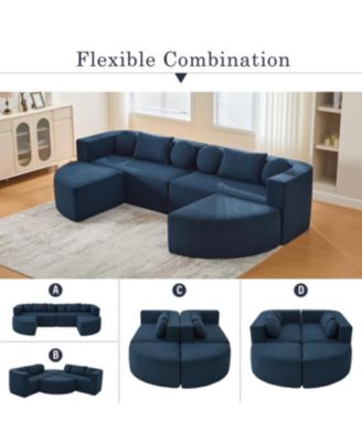 Streamdale Boneless Couch Modular Sectional Sofa 114.9" Blue