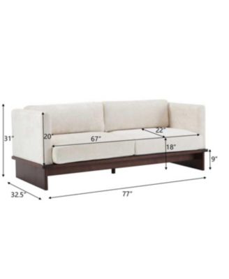 Beige 77" Modern Boucle 3-Seater Sofa with Solid Wood Base