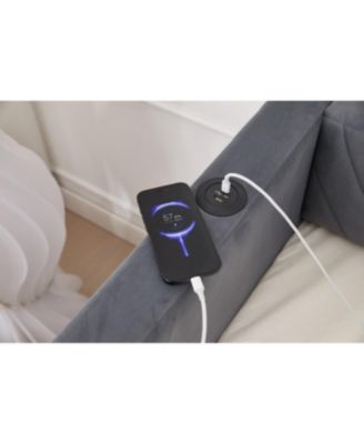 Streamdale Twin Upholstered Daybed with Trundle, USB, Side Pockets - Grey