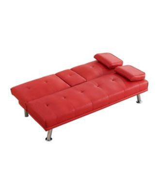 Red Multifunctional Double Folding Sofa Bed with Coffee Table