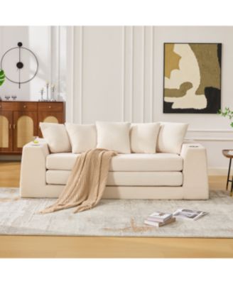 Streamdale Corduroy Convertible Sofa Bed with 5 Pillows, No Assembly, Side Pocket