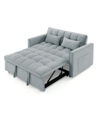 Streamdale 54.33" Foldable Sofa Bed - Modern Velvet Pull-Out Couch (Light Gray)