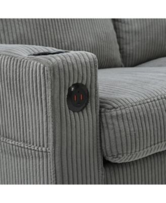 Streamdale Light grey 3-seat combo sofa with storage ottoman, L-shaped sectional couch