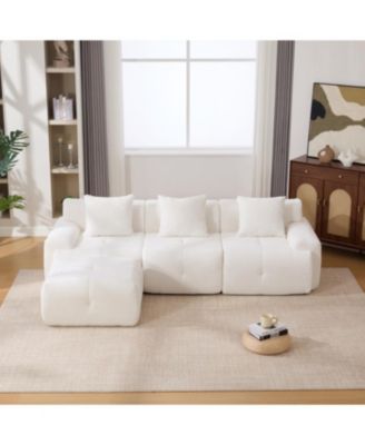 Streamdale 104.3" 4-Piece L-Shaped Upholstered Modular Sectional Sofa, Ivory