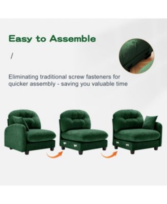Streamdale Four-Seater Modular Chenille Sectional Couch with Pillows, Green