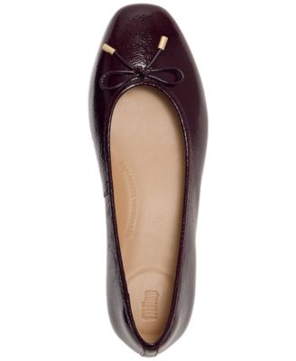 Women's Delicato Bow Textured Patent-Leather Ballet Flats