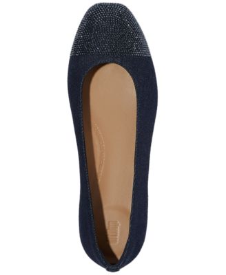 Women's Delicato Crystal Cap-Toe Denim Ballet Flats