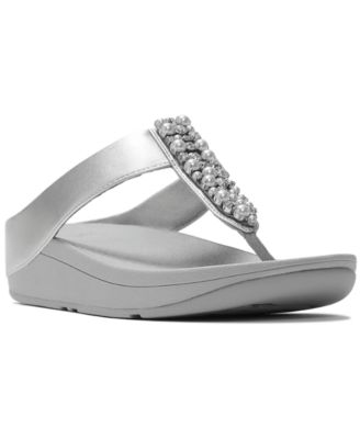 Women's Fino Imitation Pearls and Crystal Toe-Post Slip-On Sandals