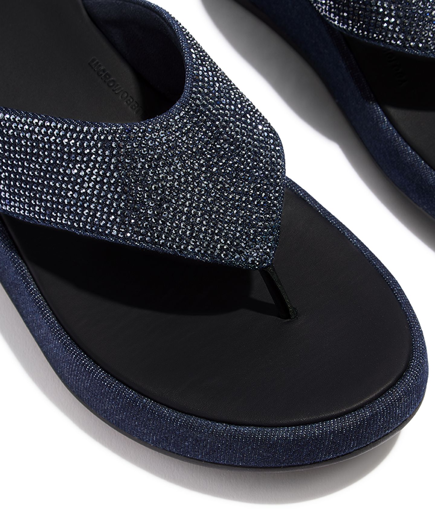 Женские сандалии FitFlop F-Mode Toe-Post Denim and Hotfix Slip-On, цвет: Тёмный джинсовый — фото 5