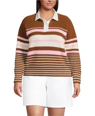 Plus Size Drifter Rugby with Woven Collar Sweater