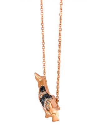 Nude Diamond (0.16 ct. t.w.) & Blackberry Diamond (0.24 ct. t.w.) Corgie Necklace in 14k Strawberry Gold