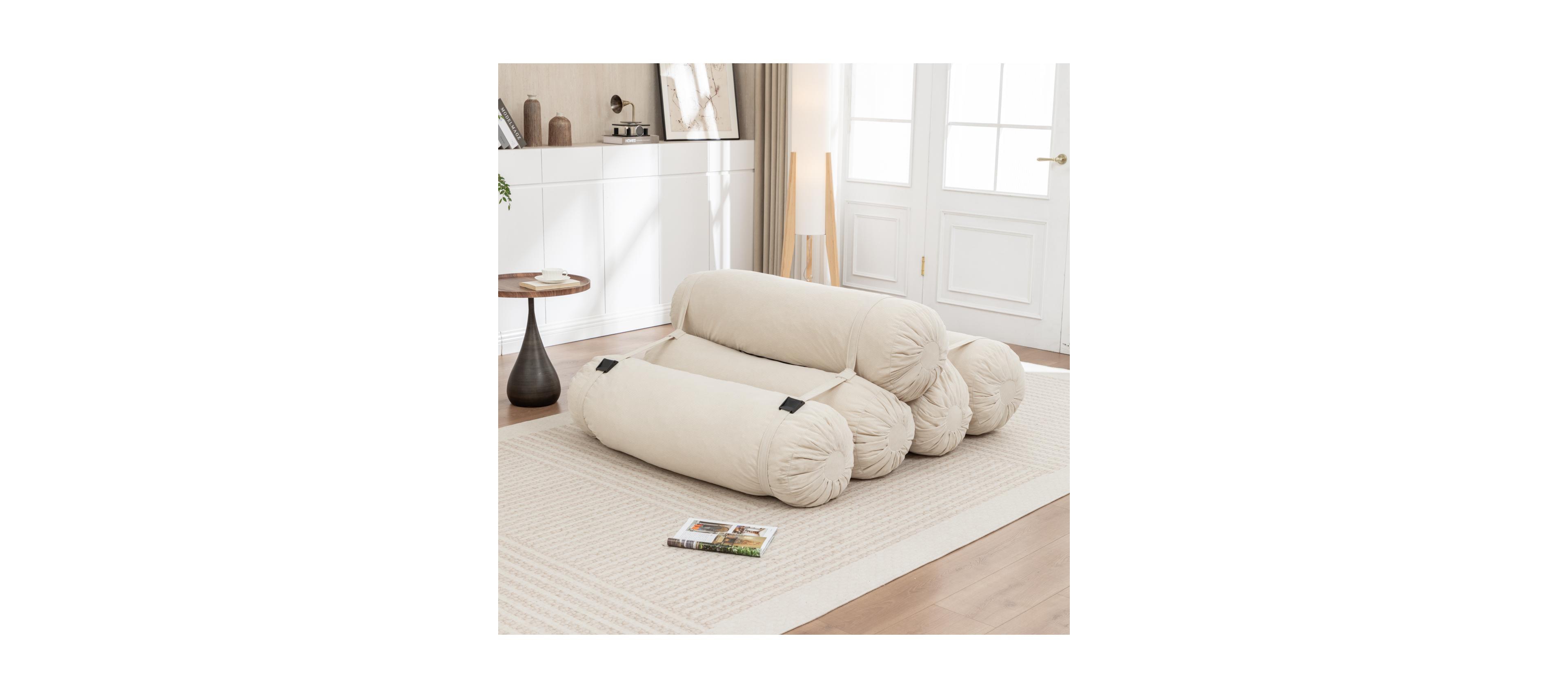 Streamdale Furniture Streamdale Adjustable Corduroy Floor Sofa with Straps for Versatile Configurations