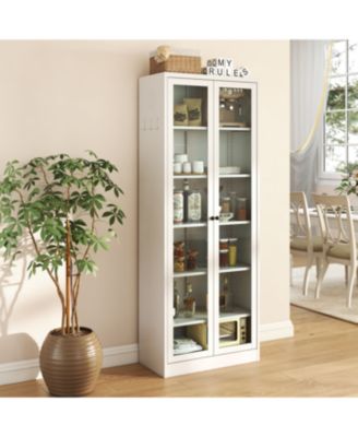 Kitchen Pantry Cabinet - 72" Tall Storage with 5 Adjustable Shelves, White