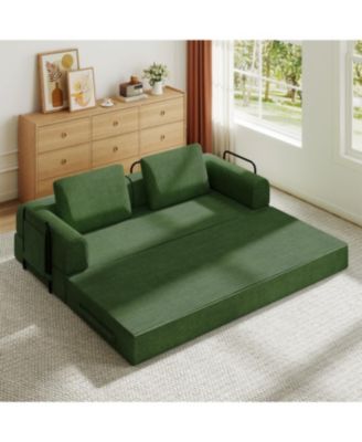 Convertible Sleeper Sofa Bed with Pillow - Corduroy Folding Mattress Couch for Living Room
