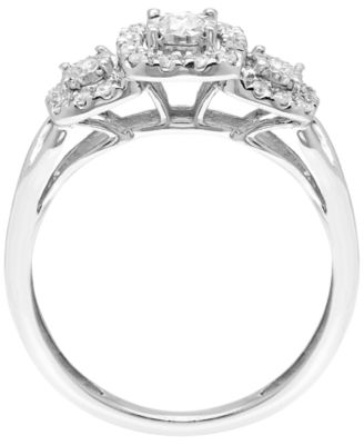 Diamond 3-Stone Halo Ring (1/4 ct. t.w.) in 10k White Gold
