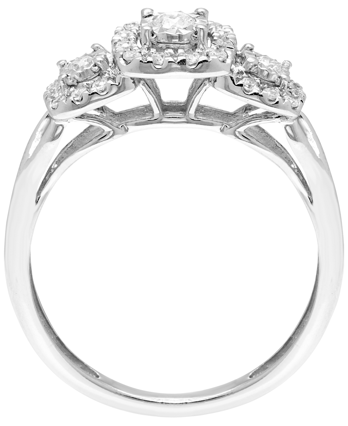 Macy's Diamond 3-Stone Halo Ring (1/4 ct. t.w.) in 10k White Gold