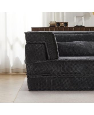 Compression Sofa, Convertible Floor Sofa Bed, Modern Oversized Loveseat, Dark Grey