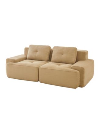 Streamdale Camel 82" Modern L-Shaped Corduroy Sectional Sofa with Deep Seat, Tufted Design