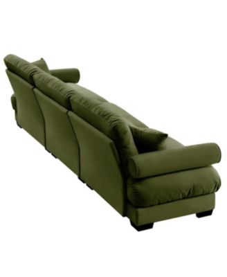 Streamdale Extra Large 3 Seat Modern Velvet Sofa, Oversize, Comfortable, Olive Green