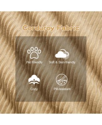 Modern L-Shaped Corduroy Sectional Sofa with Movable Ottoman, Camel