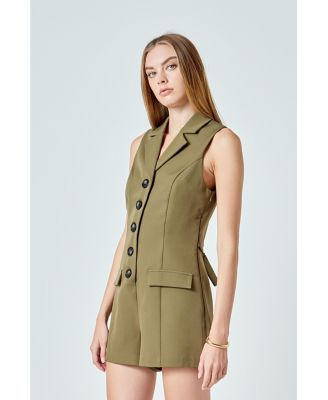 Women's Notch Collared Sleeveless Romper