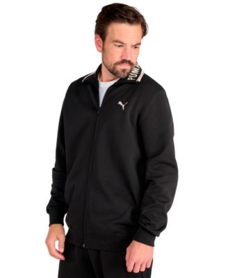 Men's Knit Collar Embroidered Cat Logo Track Jacket