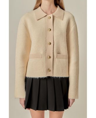 Women's Contrast Placket Cardigan