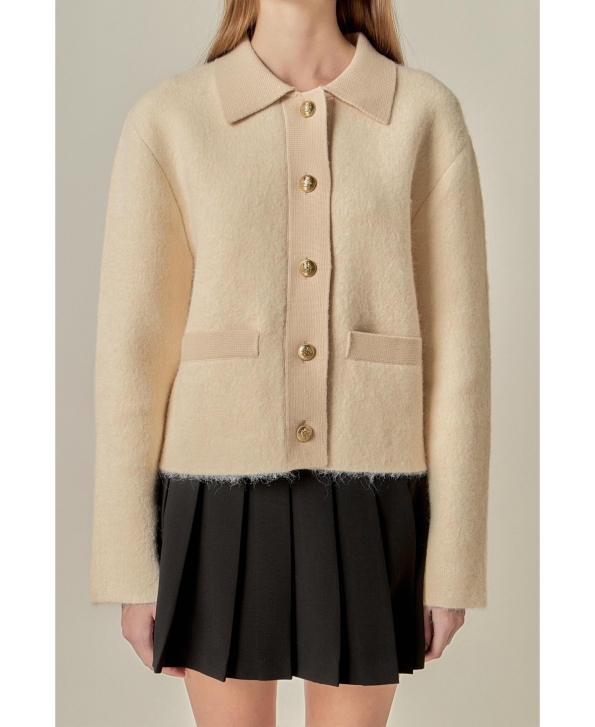 English Factory Women's Contrast Placket Cardigan