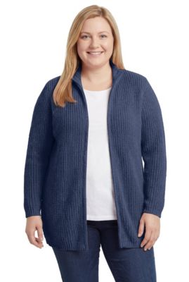 Plus Size Within Zip Front Shaker Cardigan Sweater