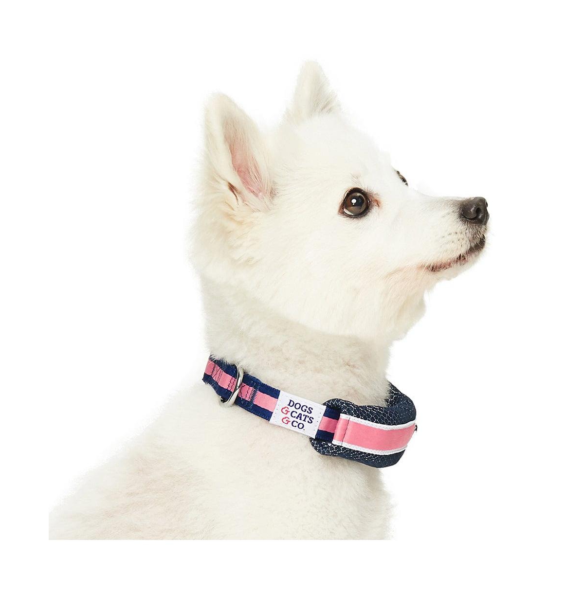Dogs & Cats Co. Striped Dog Collar with Removable Padded Comfort Cover Red and Pink
