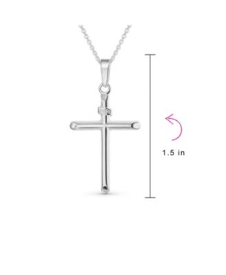 Set of 2 Minimalist Medium & Large Cross Pendant Necklace Sterling Silver