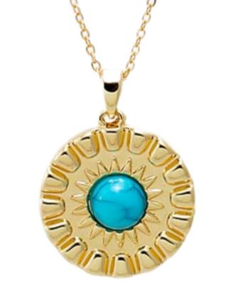 Round Turquoise Stone Coin Necklace