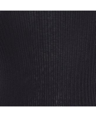 Women's Black Rib Knit Button Detail Sweater