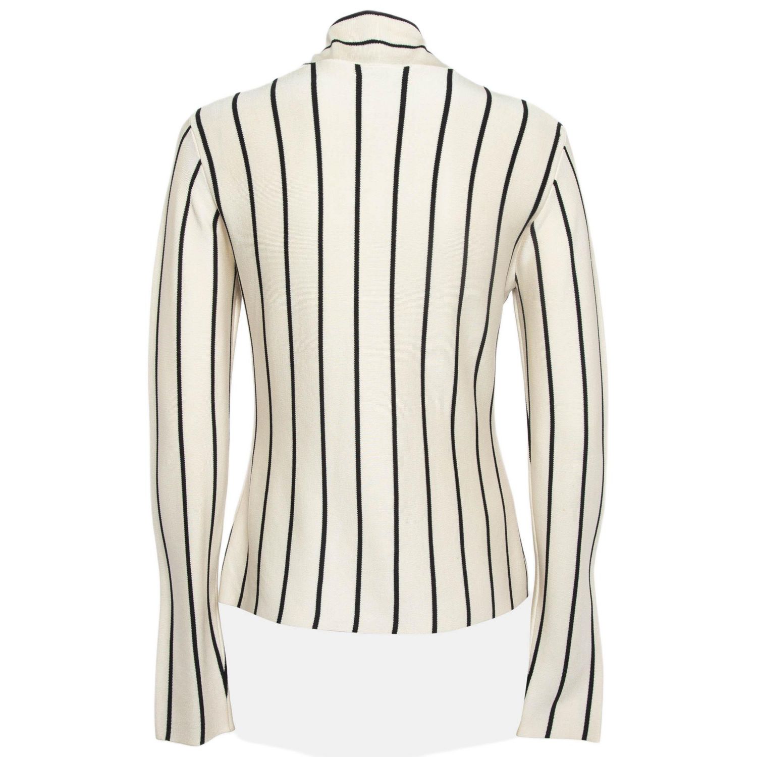 Women's Cream Striped Silk Knit Cardigan