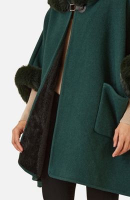 Women's Hooded Fur Cape Jacket