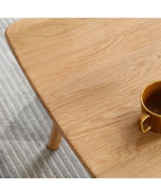 Solid Wood Center Table with Storage Shelf in Natural Finish